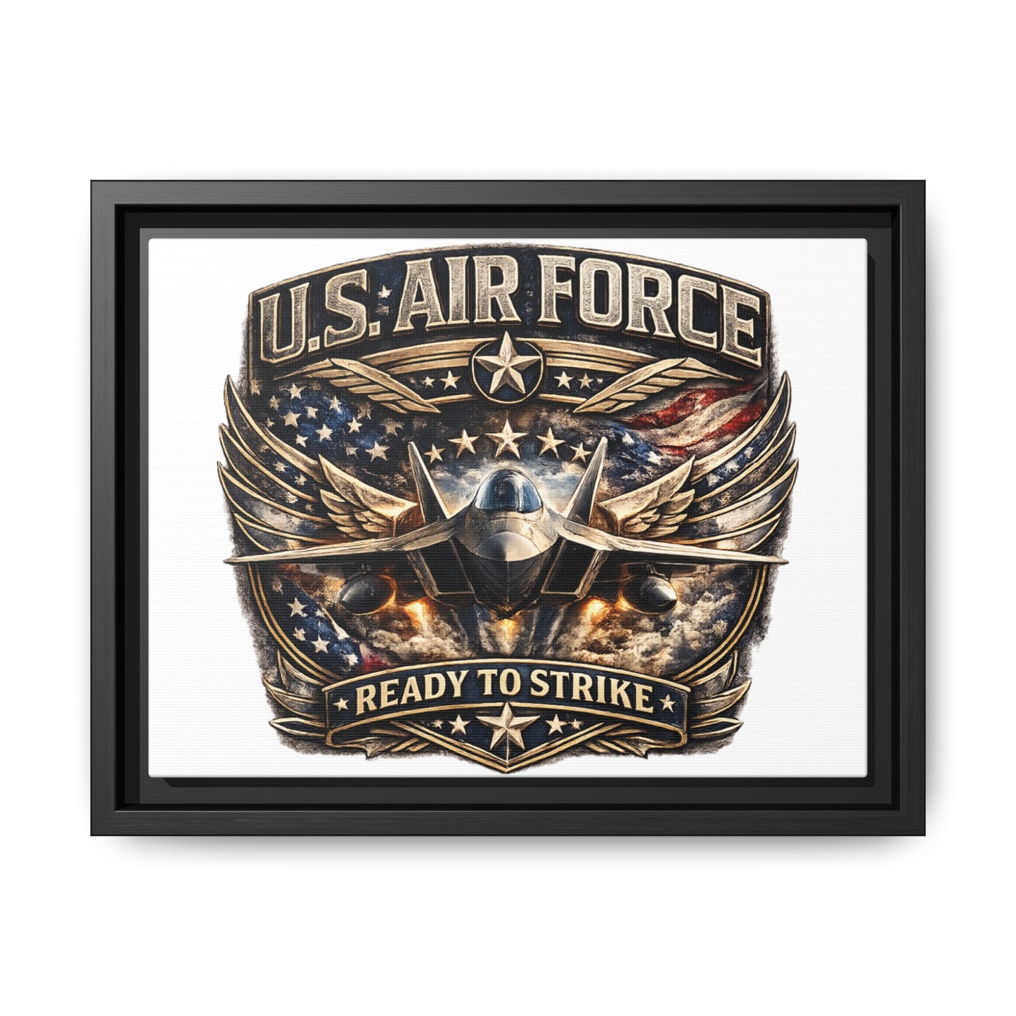 U.S. Air Force Framed Canvas Print – "Ready to Strike" Military Wall Art