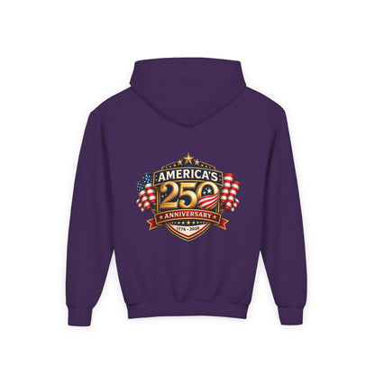 Youth Hoodie — "America's 250th Anniversary" Patriotic 1776-2026 Celebration Design