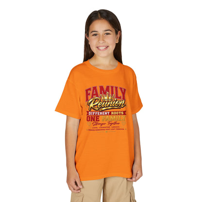 Family Reunion Youth T-Shirt — "Different Roots One Family" Kids Reunion Tee