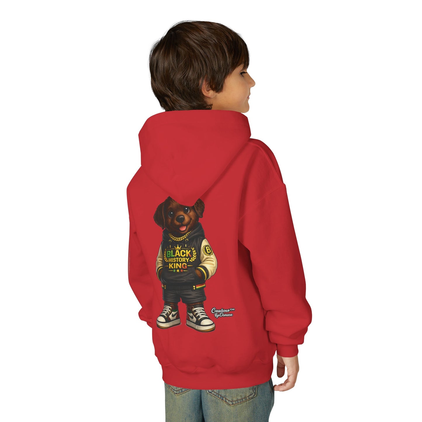 Youth Hoodie — 'Black History Kid' Puppy Graphic Sweatshirt