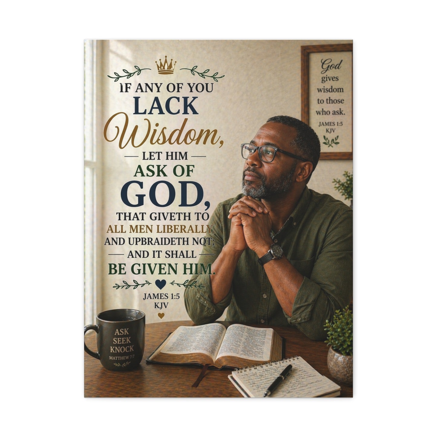 Stretched Canvas - James 1:5 Scripture Wall Art (If Any of You Lack Wisdom)
