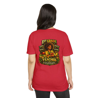 1st Grade Teacher T-Shirt — Black Excellence in Education Tee