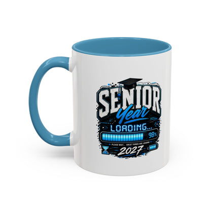 Senior Year Loading 2027 Accent Coffee Mug — Graduation Gift Cup (11/15oz)