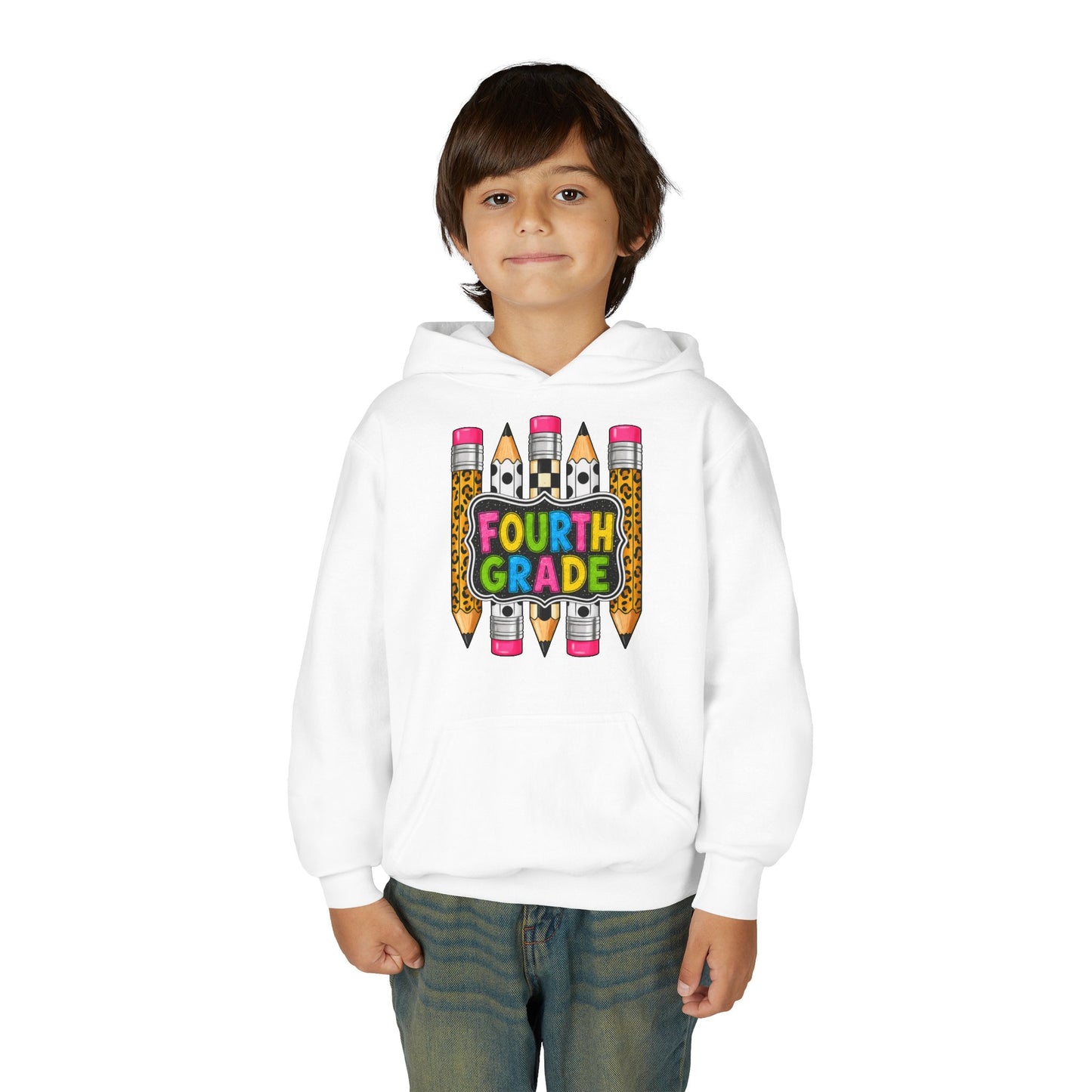 Fourth Grade Kids Hoodie — Colorful Pencil School Sweatshirt