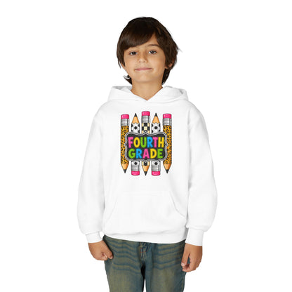 Fourth Grade Kids Hoodie — Colorful Pencil School Sweatshirt