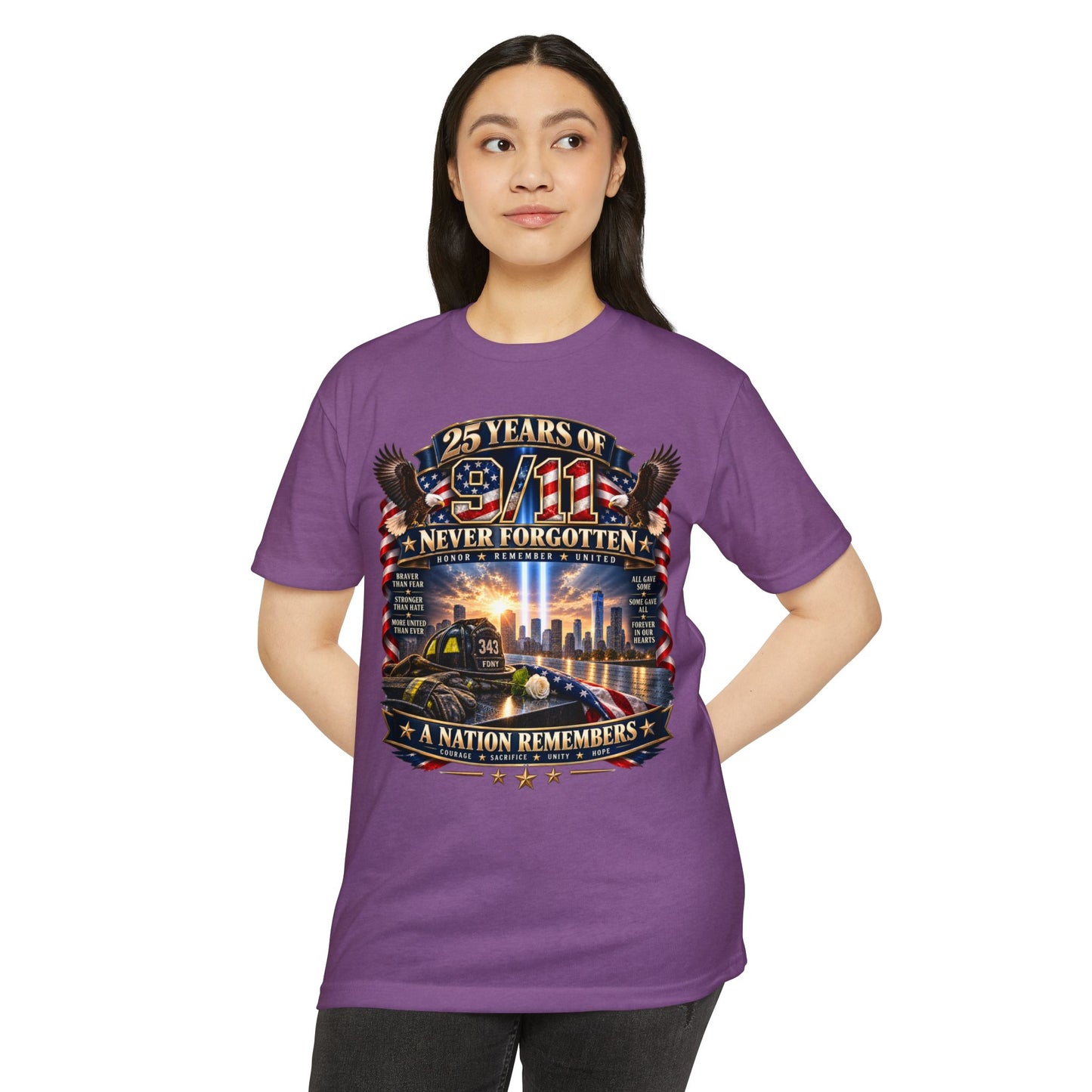 9/11 Memorial T-Shirt – "25 Years of 9/11 Never Forgotten" Tribute Tee