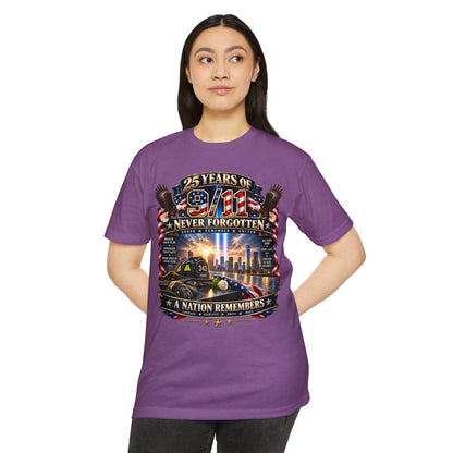 9/11 Memorial T-Shirt – "25 Years of 9/11 Never Forgotten" Tribute Tee