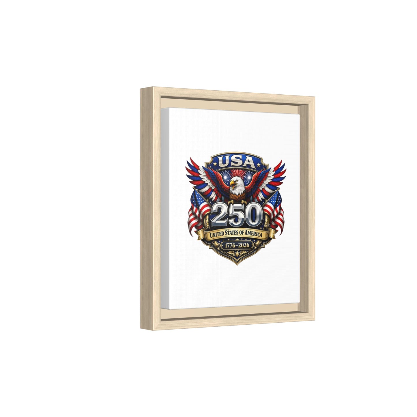 USA 250 Anniversary Framed Canvas — Patriotic Eagle 1776–2026 Wall Art