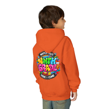 Kids' 4th Grade Hoodie – "Watch Out 4th Grade Here I Come" Colorful Back-to-School Sweatshirt