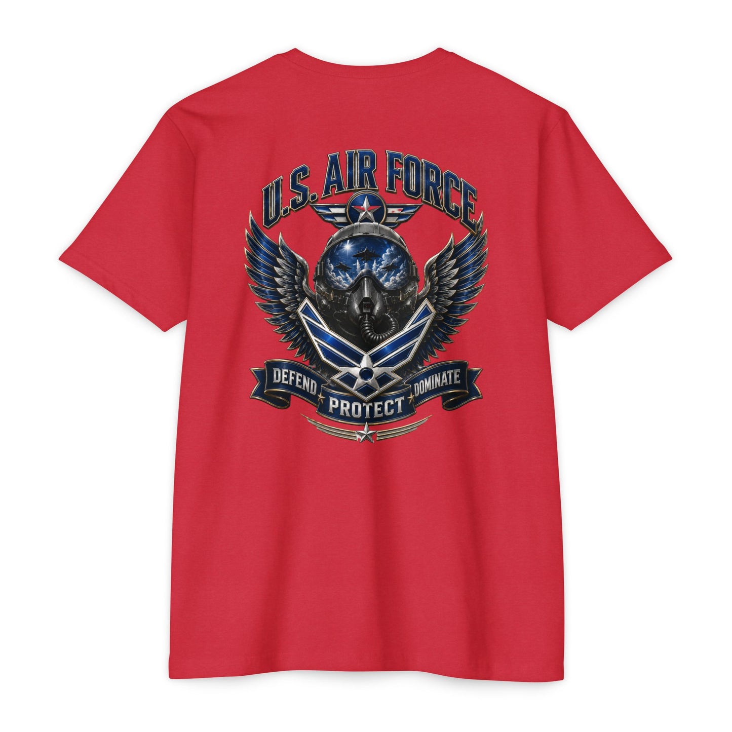 U.S. Air Force Skull Wings T-Shirt — Defend Protect Dominate Military Tee