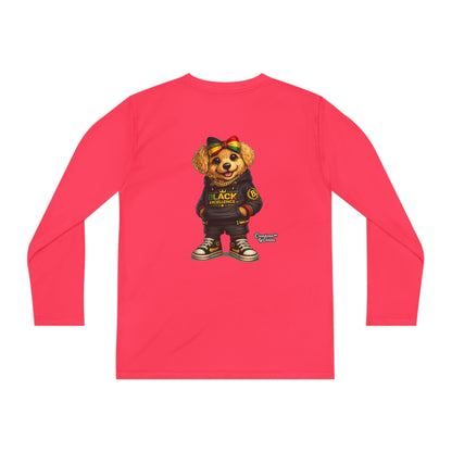 Youth Long Sleeve Tee — Trendy Bear Graphic "Black Excellence"
