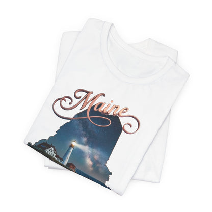 Maine Lighthouse Tee - "Can't Get There From Here" Coastal State Silhouette T-Shirt