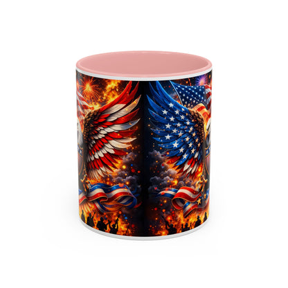 Patriotic Eagle Coffee Mug — American Flag Bald Eagle Accent Mug (11/15oz)