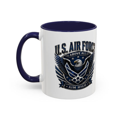 U.S. Air Force Eagle Coffee Mug – "Aim High" Accent Ceramic Mug (11/15oz)