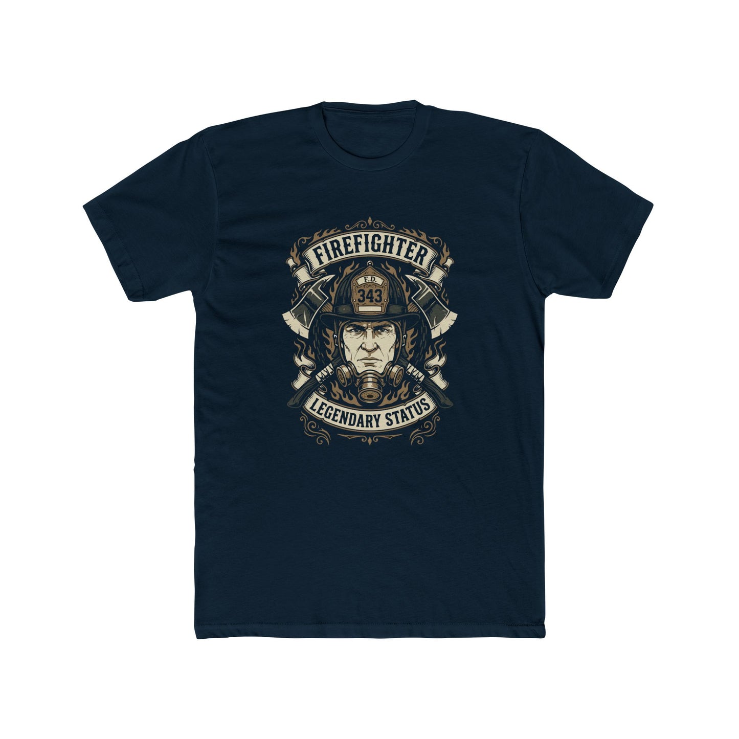 Firefighter Legendary Status T-Shirt — Vintage Fireman Helmet Graphic