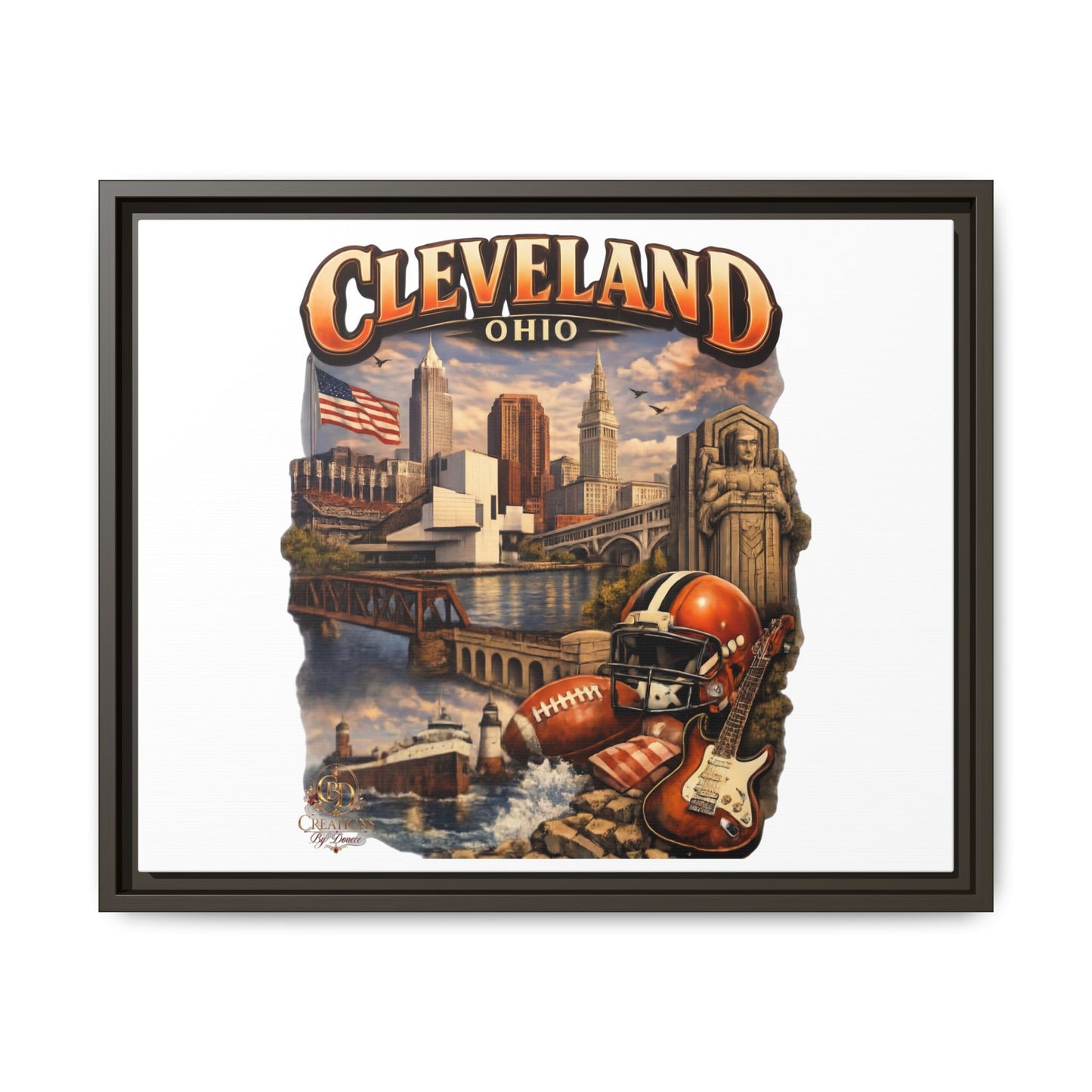 Cleveland Ohio Collage Framed Canvas Print