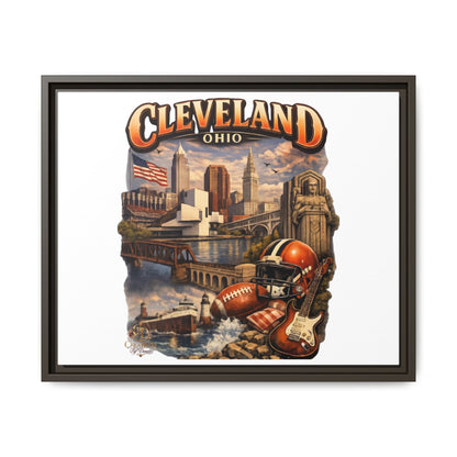 Cleveland Ohio Collage Framed Canvas Print