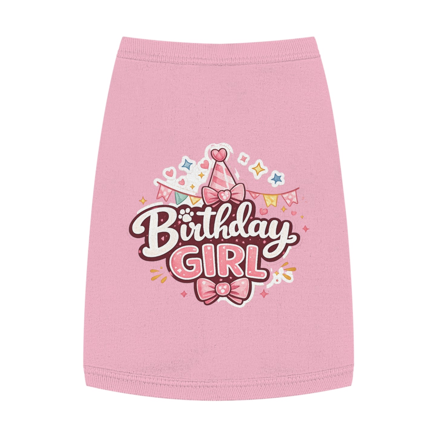 Birthday Girl Pet Tank Top - Pink Party Hat Dog/Cat Tee