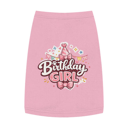 Birthday Girl Pet Tank Top - Pink Party Hat Dog/Cat Tee