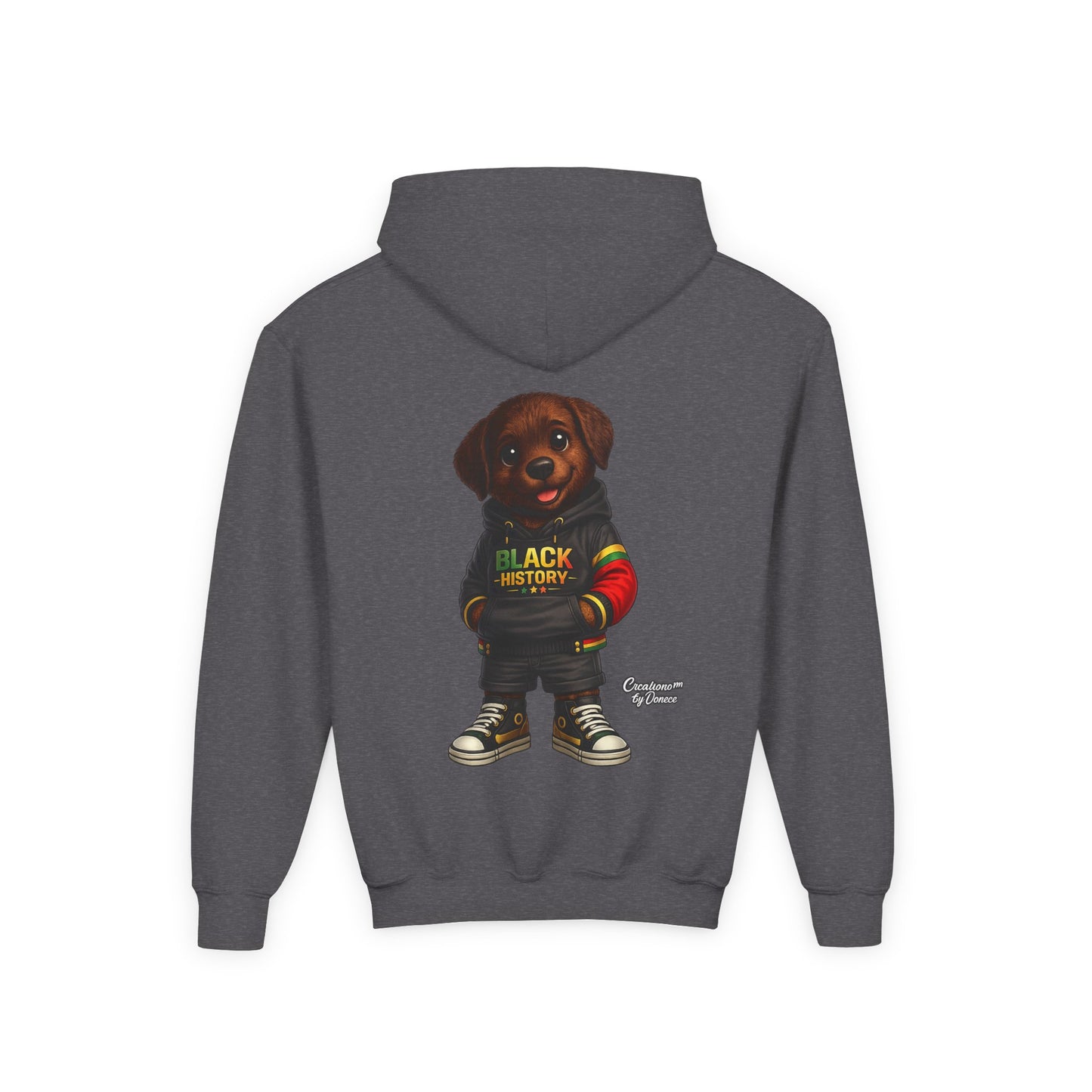 Youth Hoodie - Cute Rottweiler Puppy 'Black History' Graphic Sweatshirt for Kids