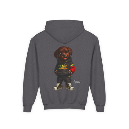 Youth Hoodie - Cute Rottweiler Puppy 'Black History' Graphic Sweatshirt for Kids