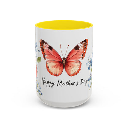 Mother's Day Butterfly Floral Coffee Mug – "Happy Mother's Day" Accent Mug