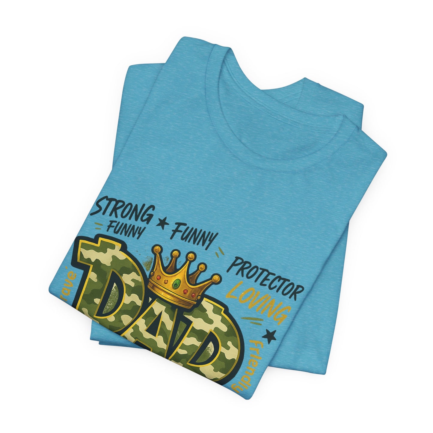 Dad Camo Crown T-Shirt — 'DAD' Graphic with 'Man of God, Hardworking' Father's Day Tee