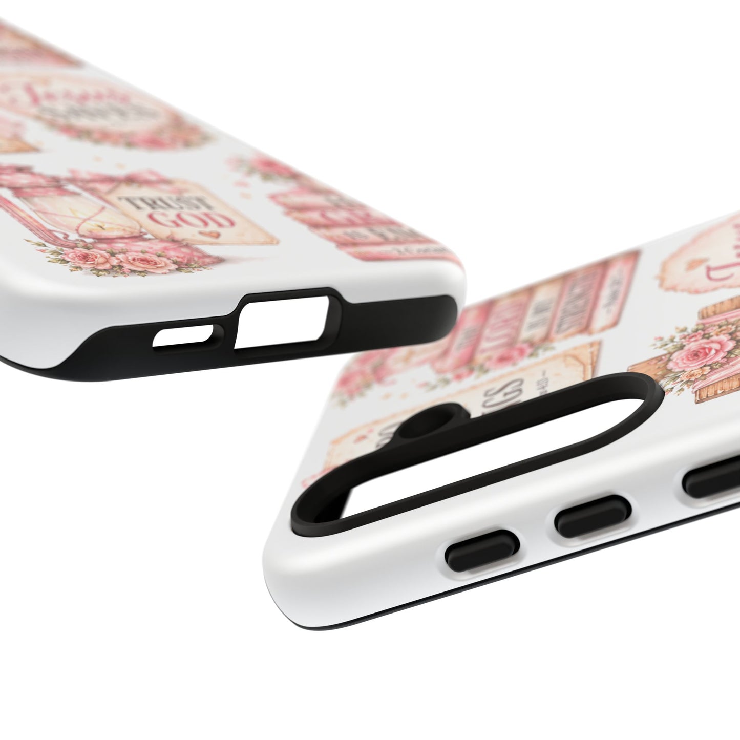 Christian Phone Case — Jesus Saves Floral Tough Case with 'God Is Within Her' & 'Trust God' Design