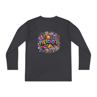 Youth Preschool Long Sleeve Tee - Colorful School Supplies Design