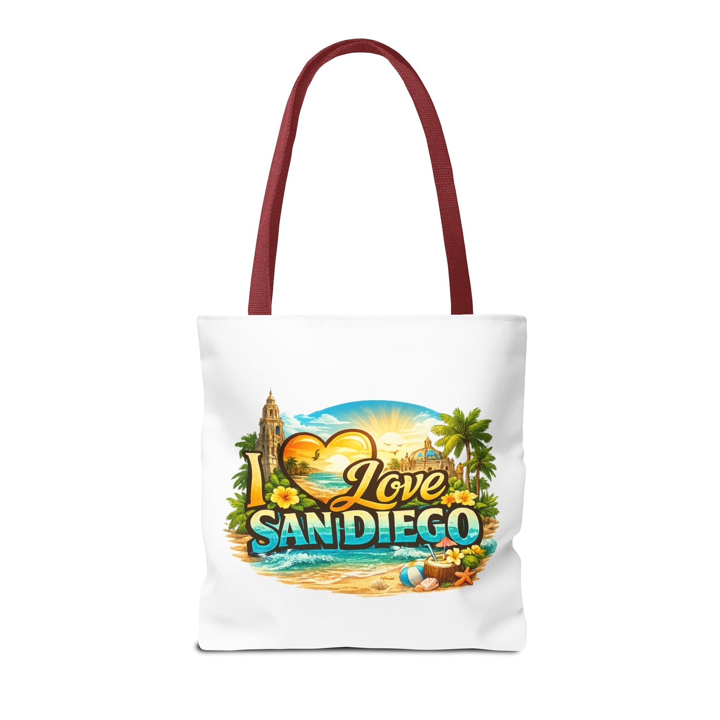 San Diego Tote Bag - "I Love San Diego" Beach City Souvenir