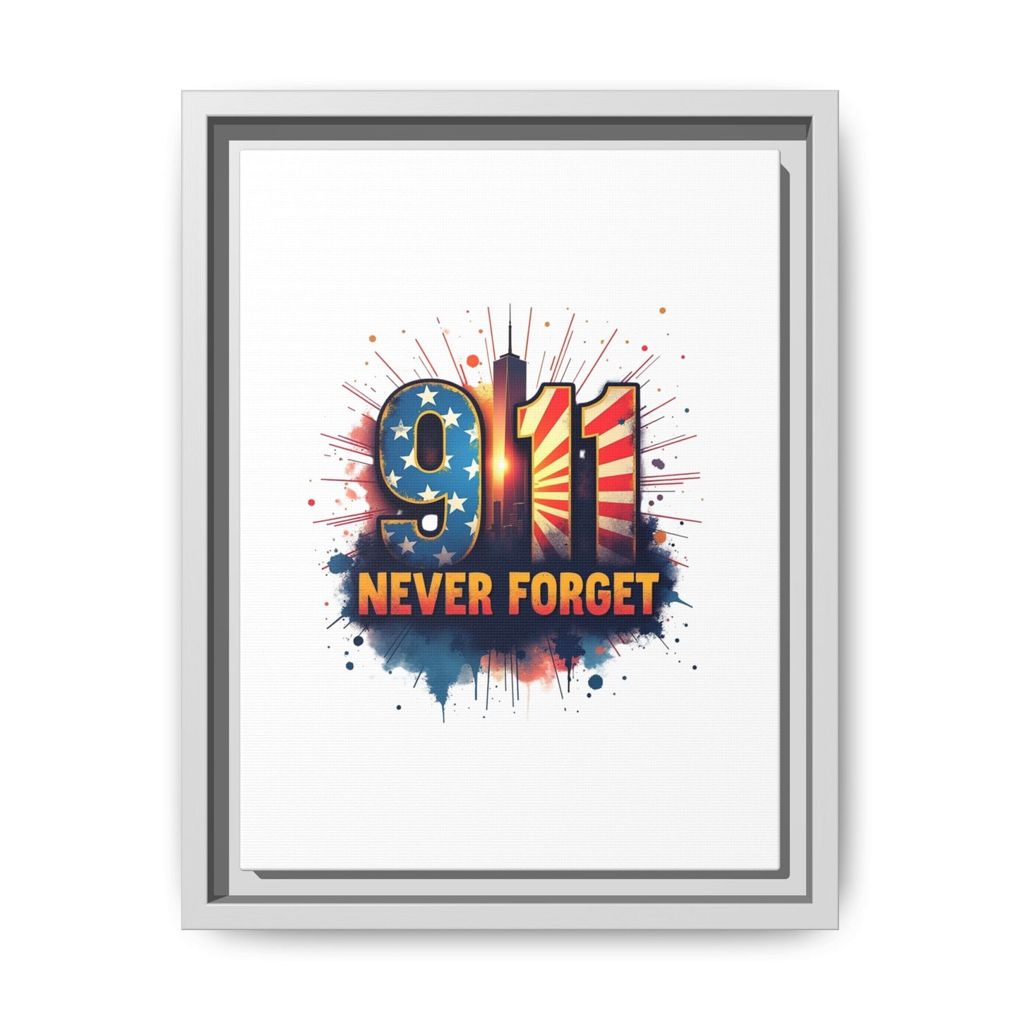 Framed Canvas Wall Art — “9·11 Never Forget” Memorial Print