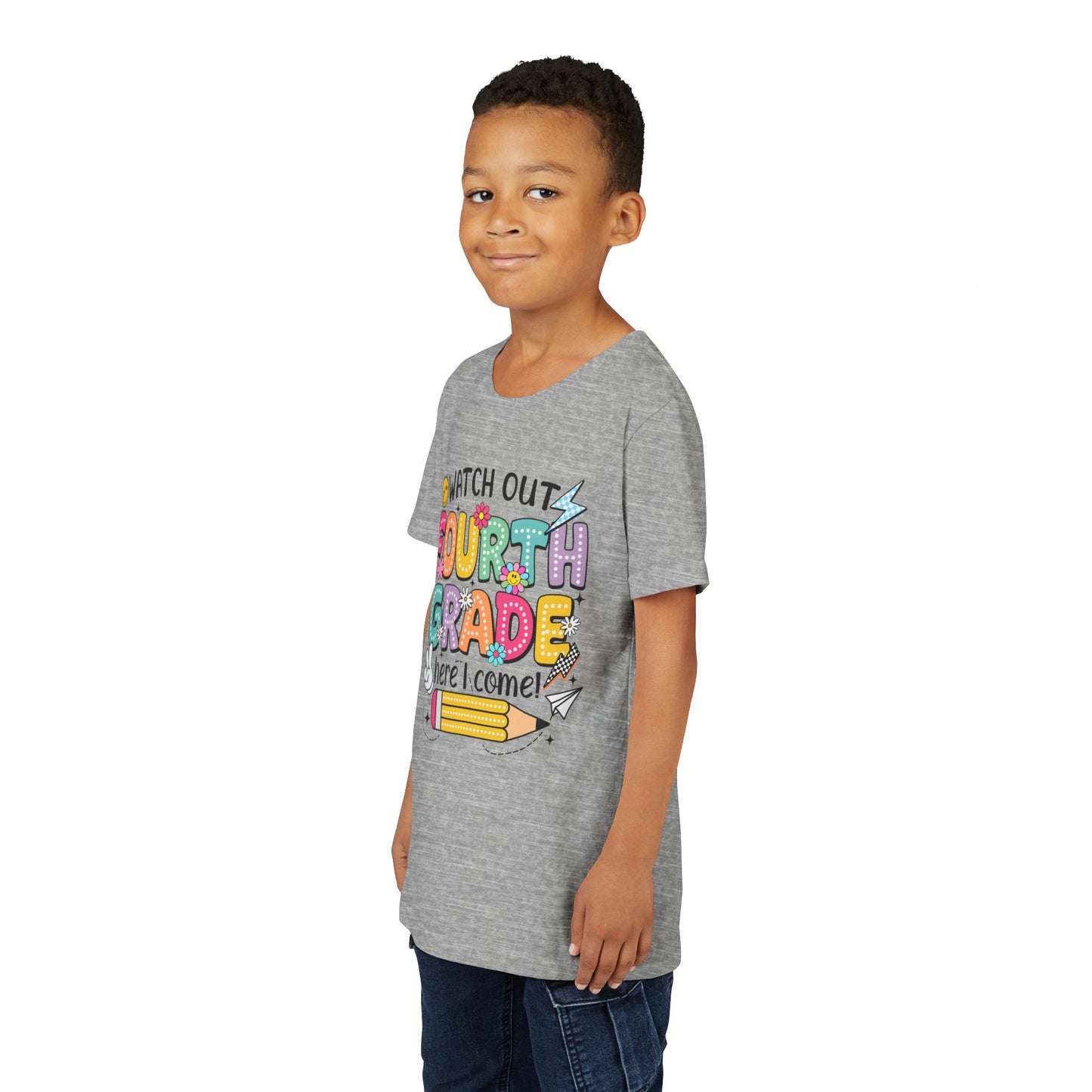 Watch Out Fourth Grade Here I Come Youth T‑Shirt — Back to School Kids Tee