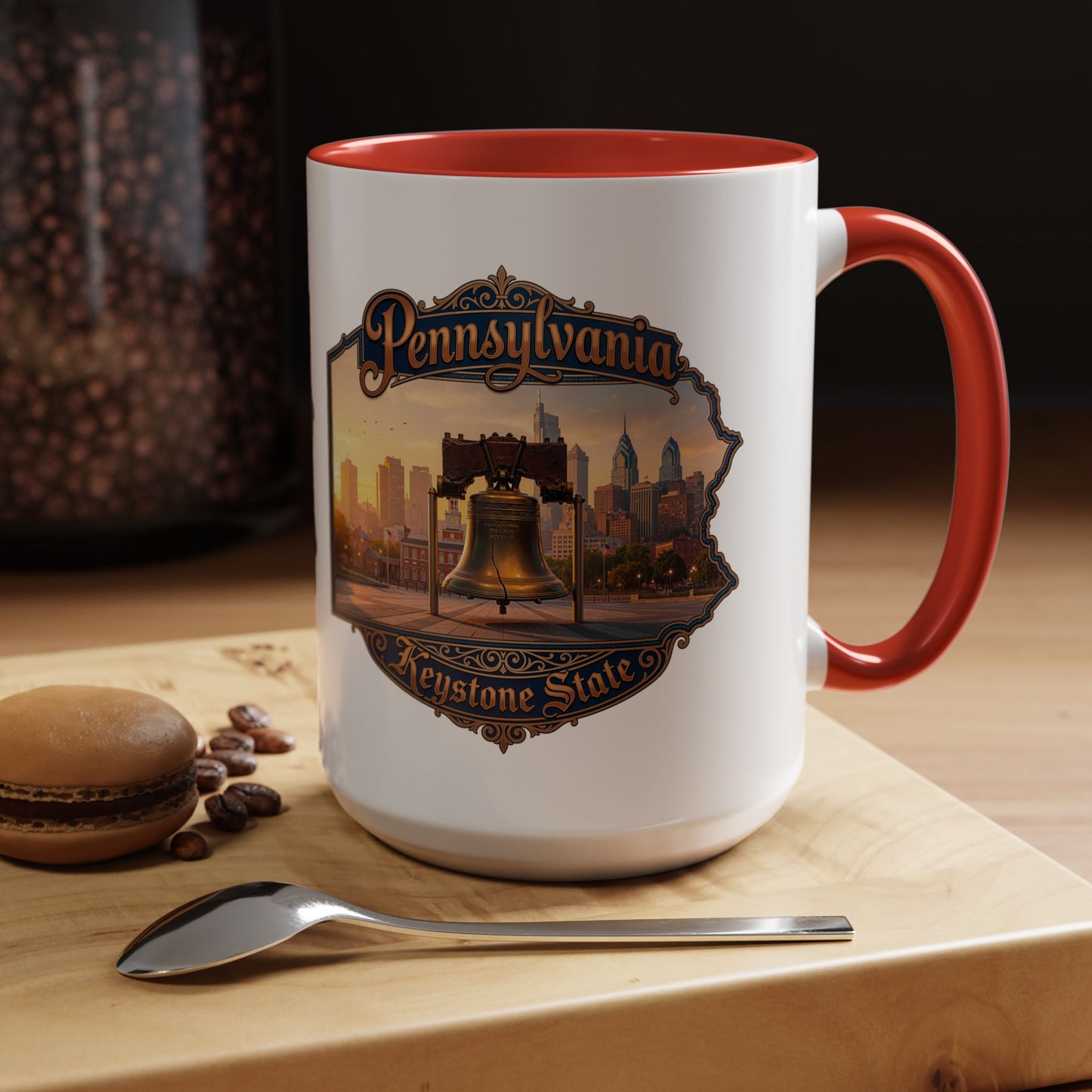 Pennsylvania Keystone State Coffee Mug — Liberty Bell & Philadelphia Skyline Accent Mug (11/15oz)