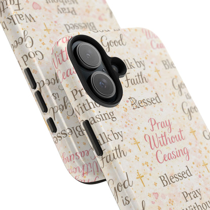 Pray Without Ceasing Phone Case | Christian floral iPhone Case