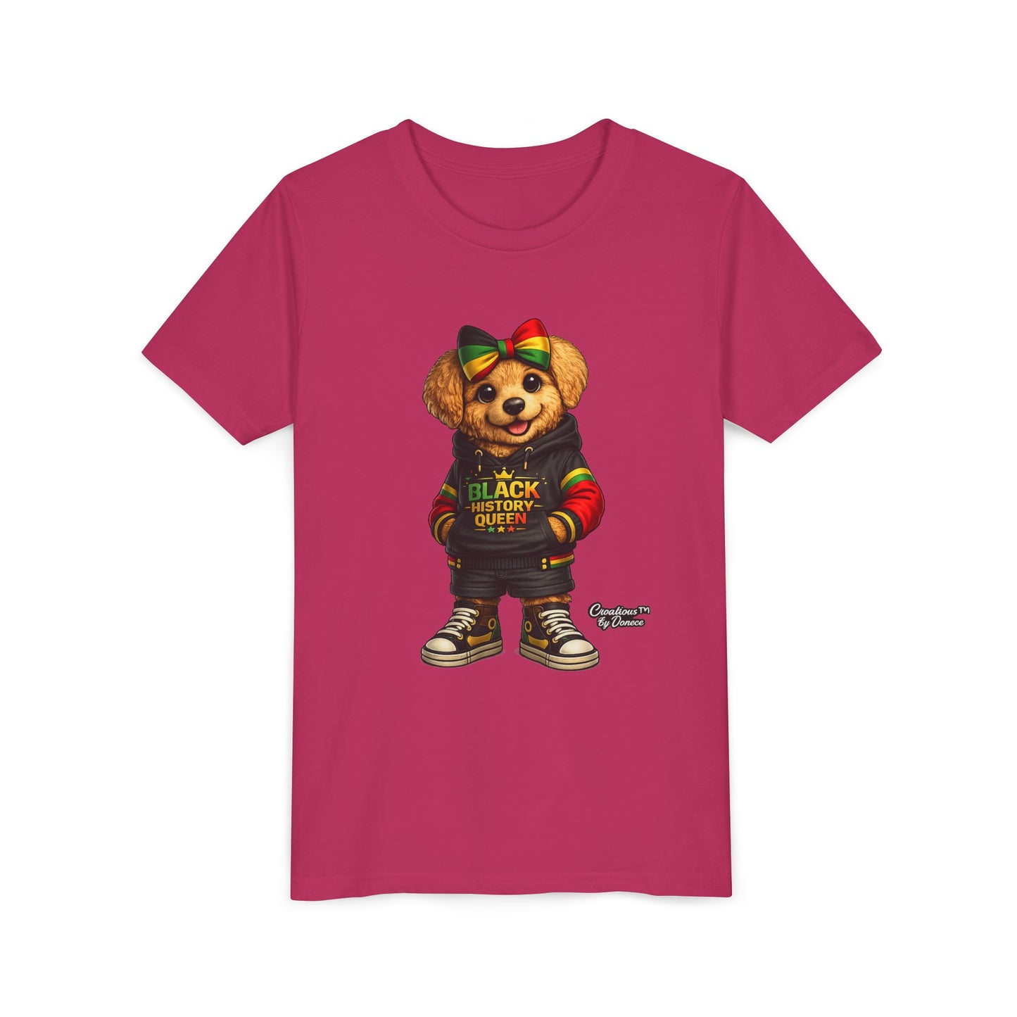 Youth Tee — Black History Queen Bear Graphic T-Shirt