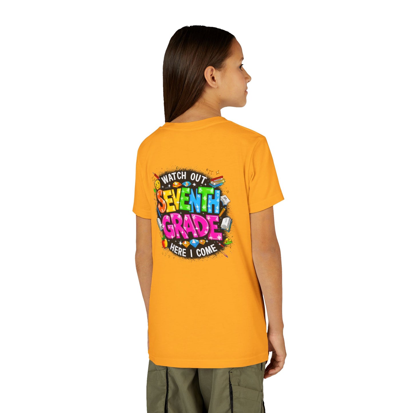 Seventh Grade Kids T-Shirt – “Watch Out Seventh Grade Here I Come” Back-to-School Tee