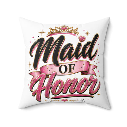 Maid of Honor Decorative Pillow - Pink Crown Bridal Gift