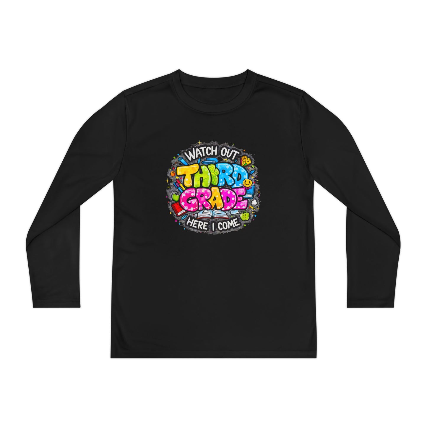 Youth Long Sleeve Tee — "Watch Out Third Grade Here I Come" Back-to-School Shirt