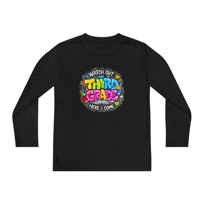 Youth Long Sleeve Tee — "Watch Out Third Grade Here I Come" Back-to-School Shirt