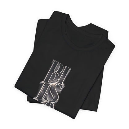 Bishop Vertical Script Tee — Vintage Gothic Lettering T-Shirt