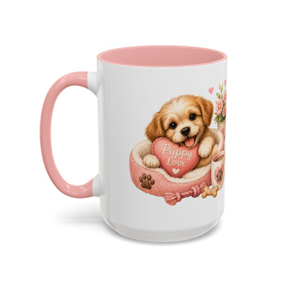 Puppy Love Coffee Mug — Cute Dog Heart Accent Mug (11/15oz)