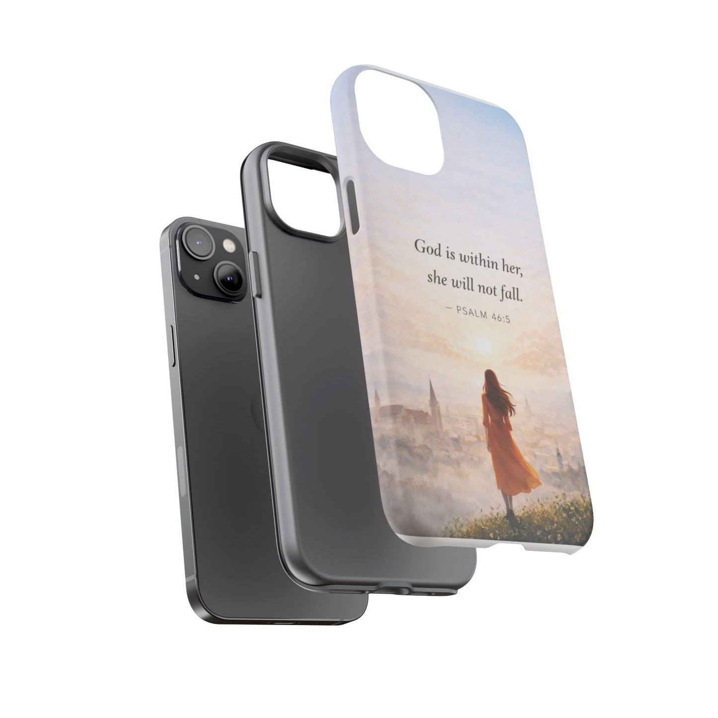 Inspirational Psalm 46:5 Phone Case — 'God is within her, she will not fall' Christian Phone Cover
