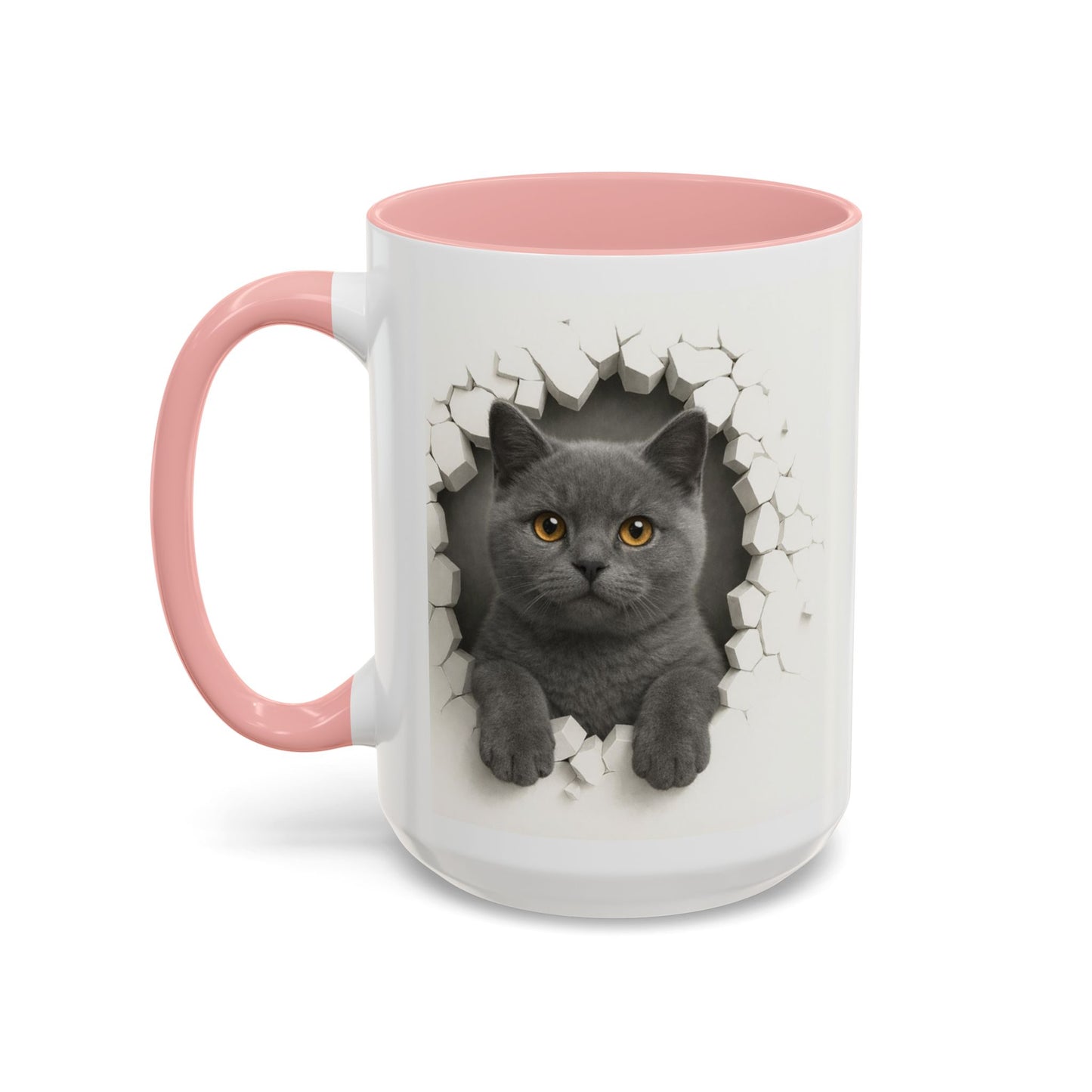 Peekaboo Grey Cat Accent Coffee Mug – Cute 11/15oz Cat Lover Gift