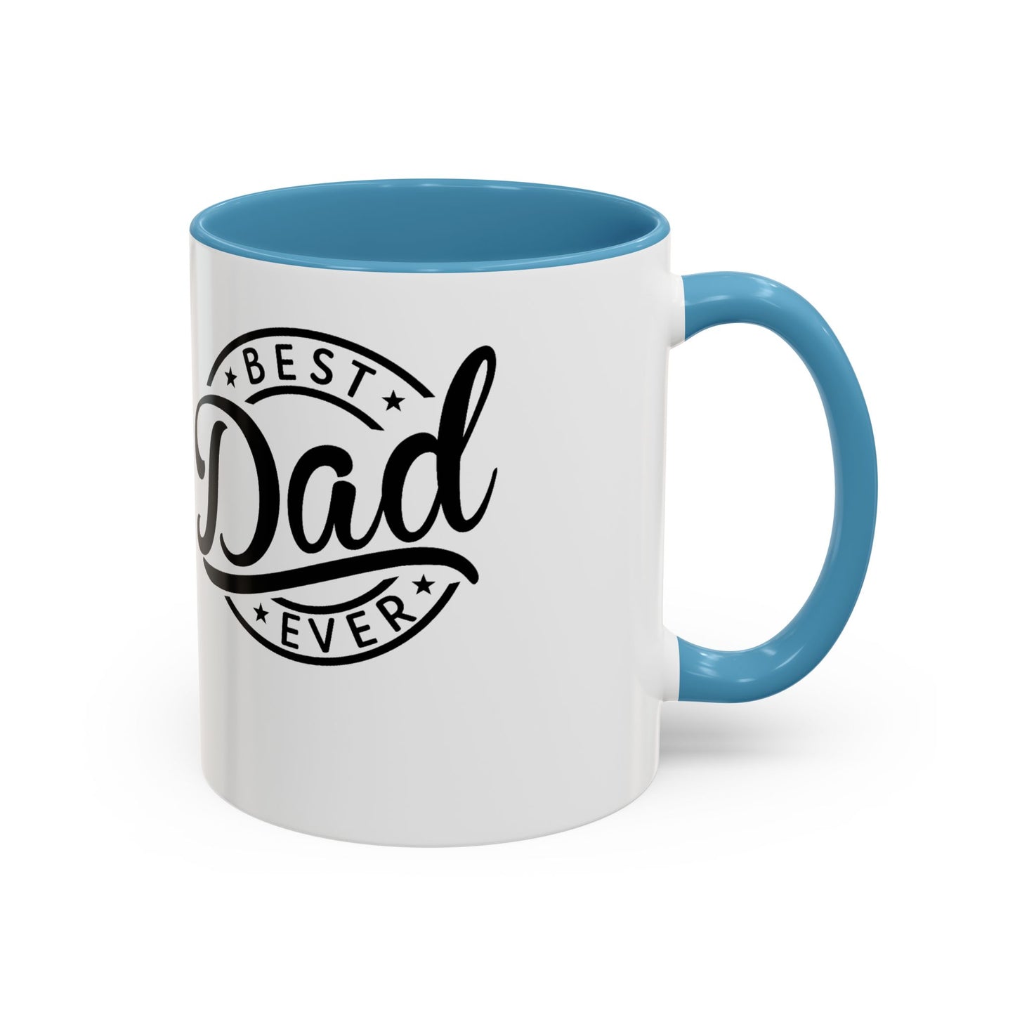 Best Dad Ever Accent Coffee Mug — Black Handle & Inner Rim, Father's Day Gift (11oz & 15oz)
