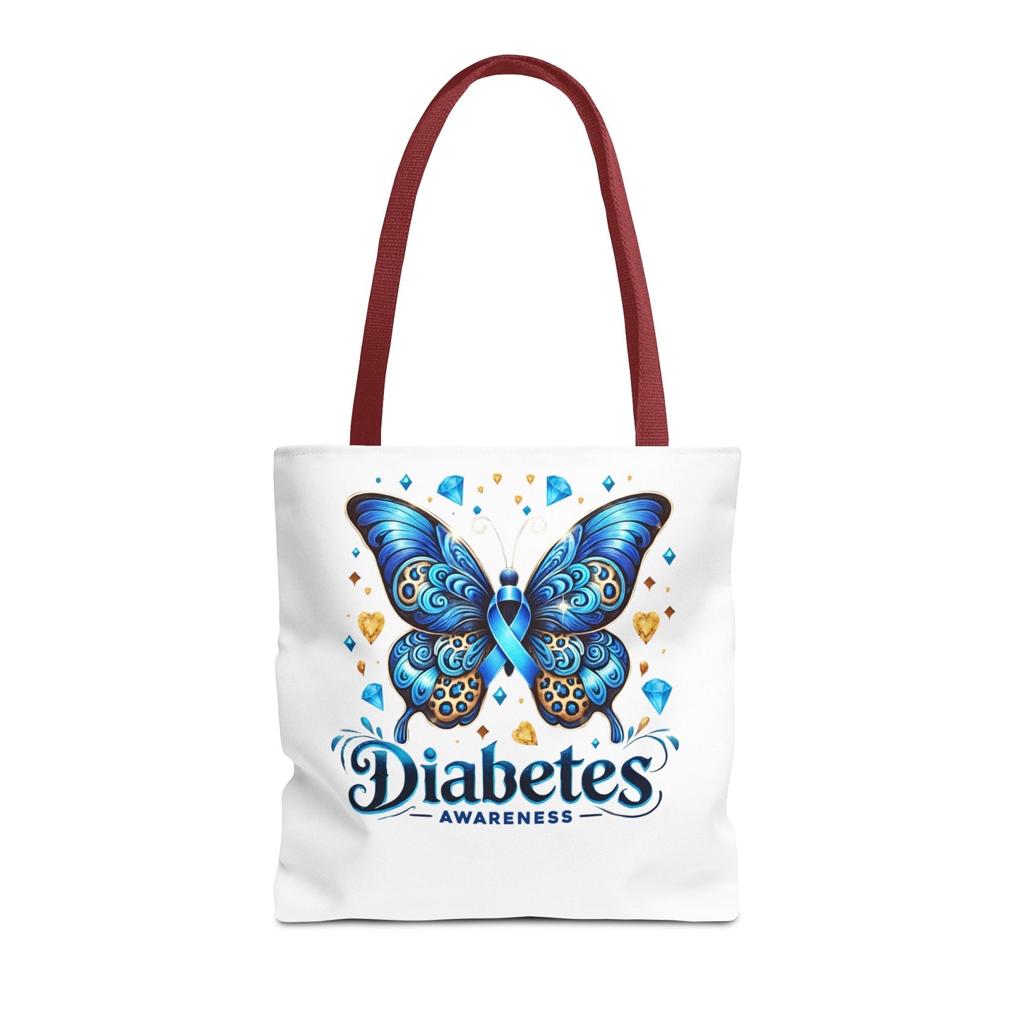Diabetes Awareness Tote Bag — Blue Butterfly Ribbon Design