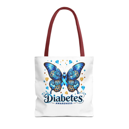 Diabetes Awareness Tote Bag — Blue Butterfly Ribbon Design