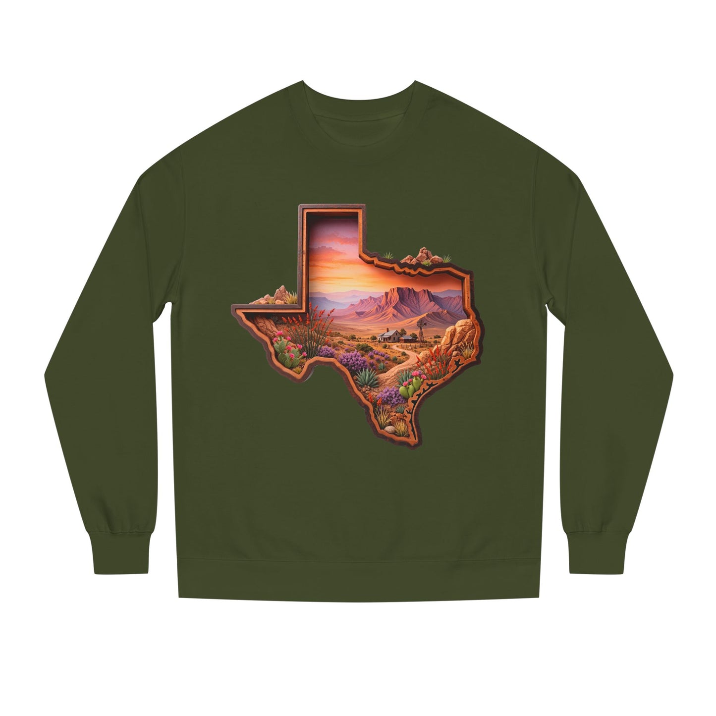 Texas Sunset Crewneck Sweatshirt — Scenic Lone Star State Landscape