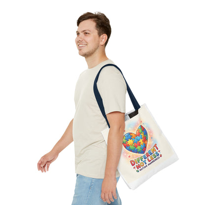 Autism Awareness Tote Bag — "Different Not Less" Puzzle Heart Design