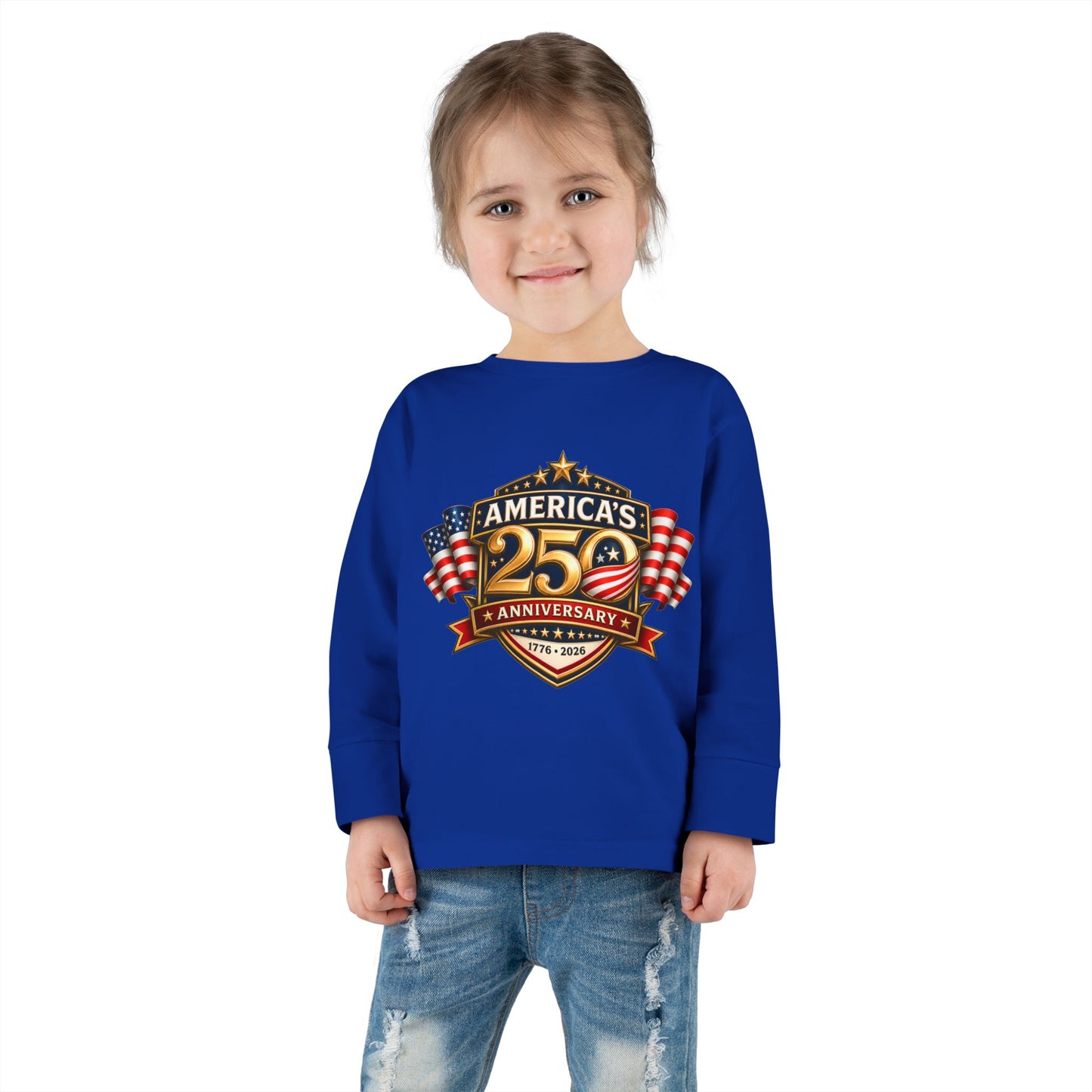 Toddler Long Sleeve Tee — "America's 25th Anniversary" Patriotic Badge