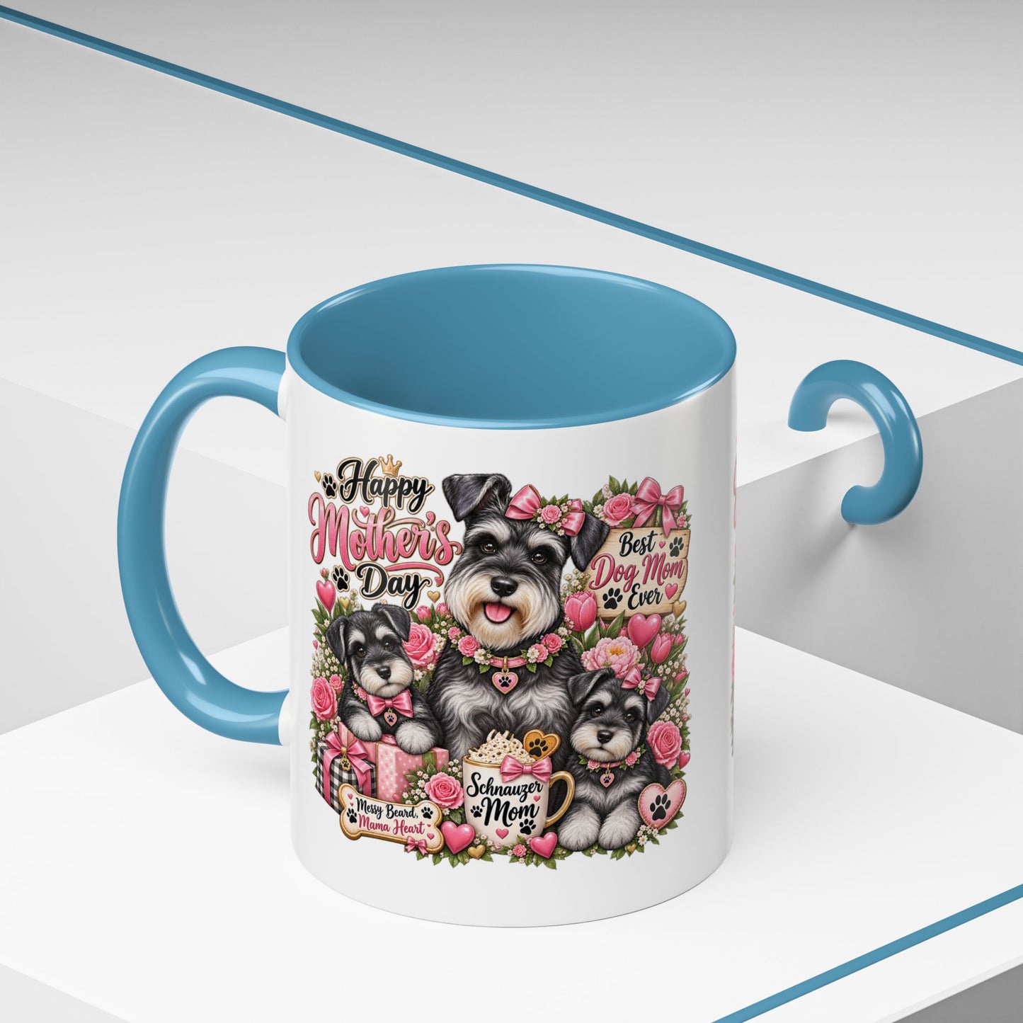 Mother's Day Schnauzer Coffee Mug — "Best Dog Mom Ever" Accent Mug (11/15oz)